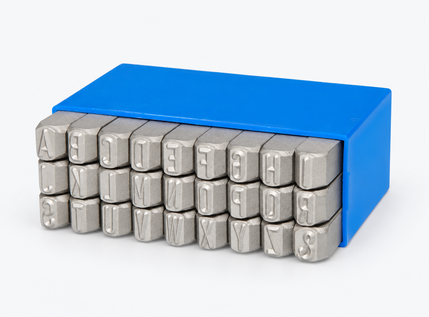 Standard-Schlagbuchstabensatz mit Buchstaben A bis Z und Sonderzeichen für Metall